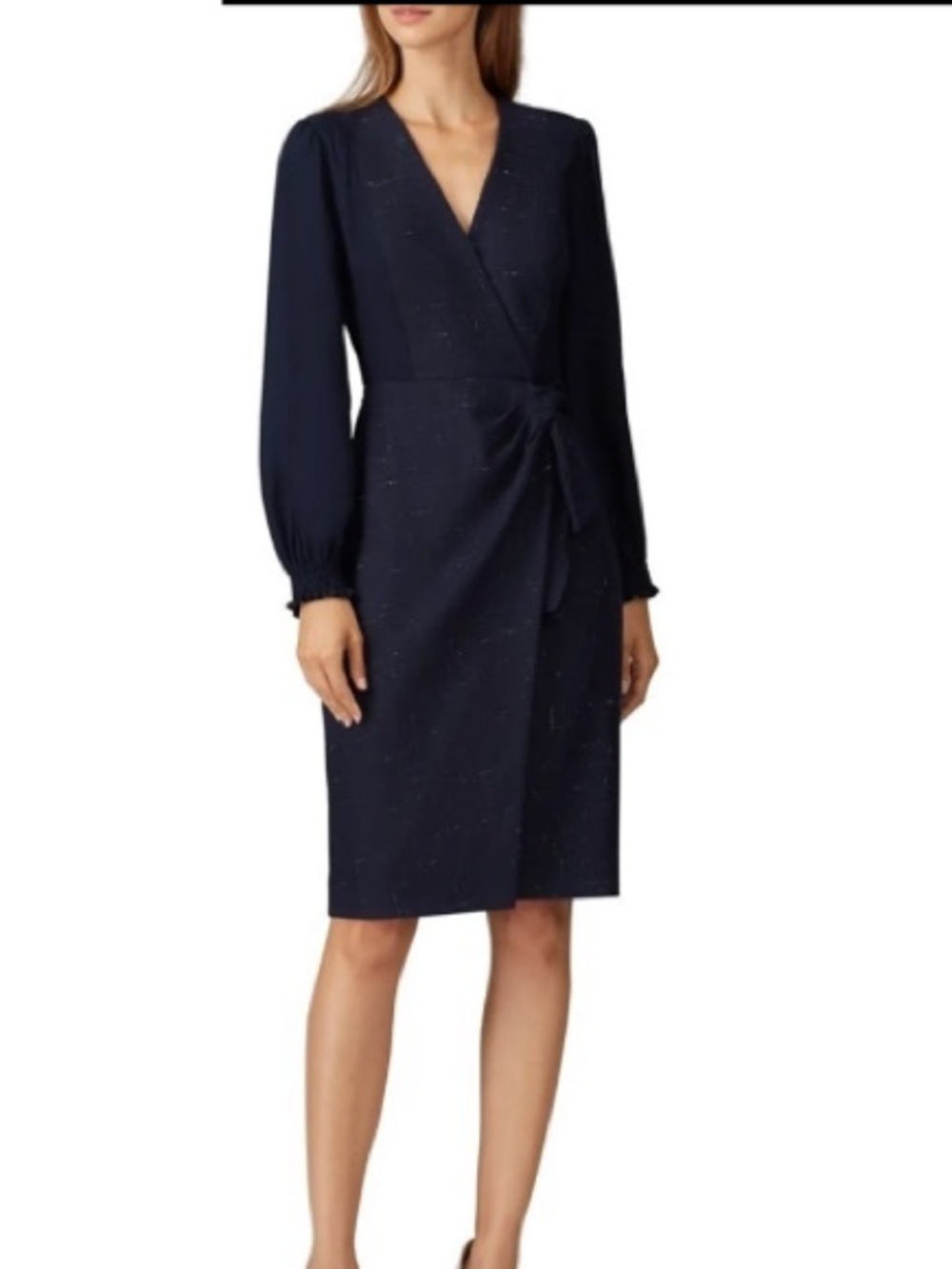Rebecca Taylor Wool Blend Navy Cross Hatch Dress